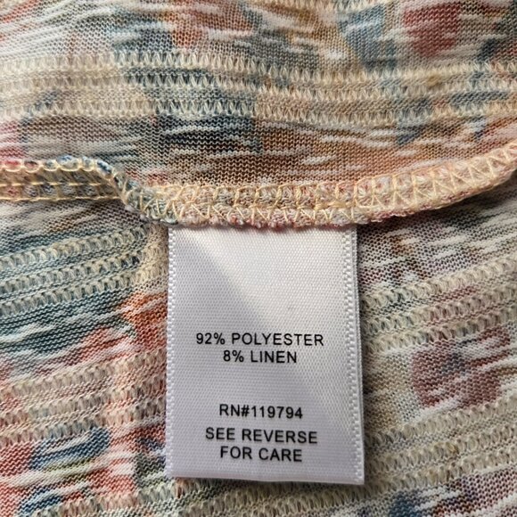 One World Womens 3X Semi-sheer Linen Blend Floral Tunic with Asymmetrical Hem - Picture 11 of 12